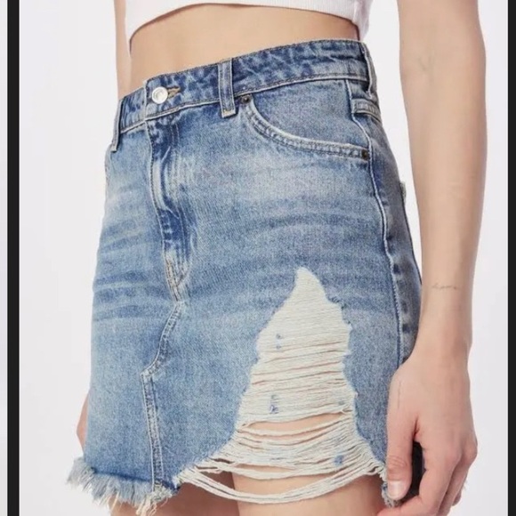 TOP Shop Denim Distress Skirt sz 12-A290 - Picture 3 of 9